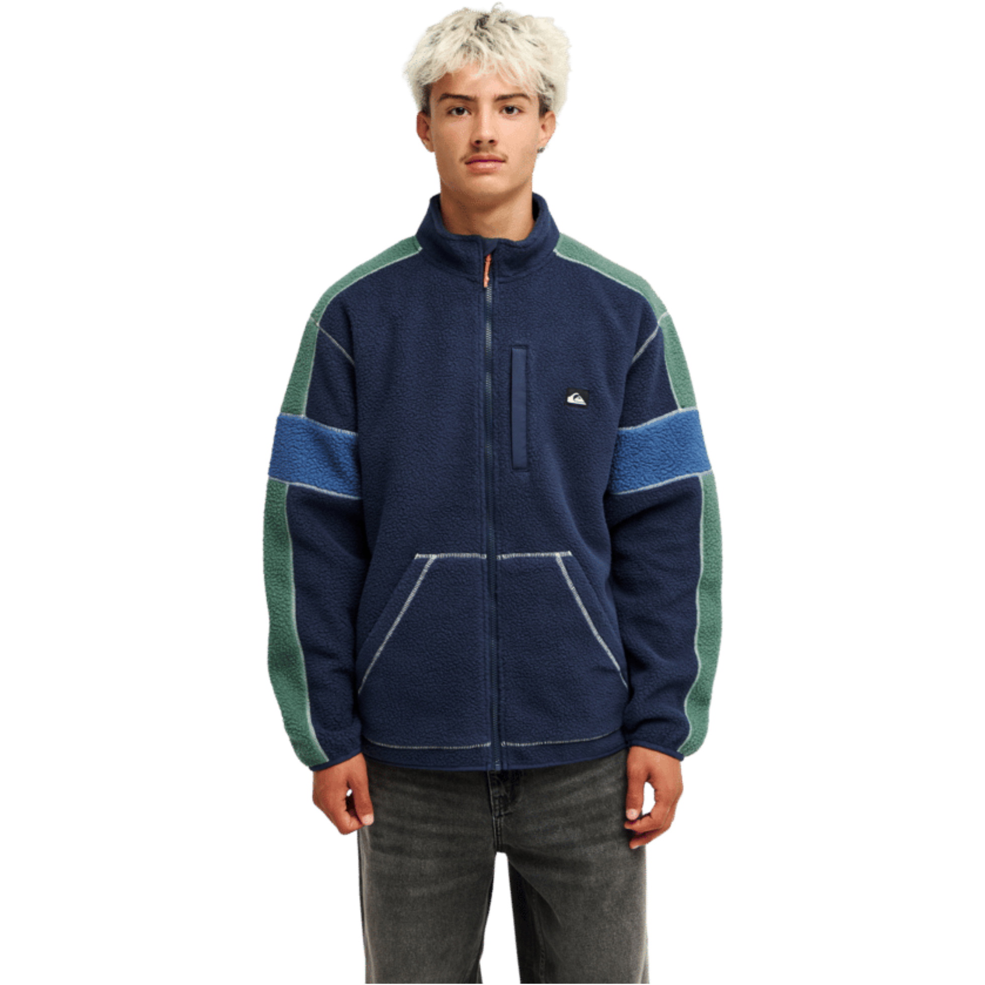 2026 Quiksilver Mens Clean Coast Block Zip-Up Fleece EQYPF03091 - Dark Navy